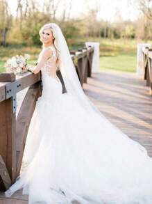 1pc Cathedral Length 3 Meter Simple Plain Soft Tulle Wedding Bridal Veil With Metal Comb For Wedding Party White Ivory Fall Clothes For Women