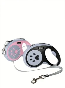 自動縮繩狗牽引帶,帶有制動按鈕,適合小型至中型貓狗戶外散步 - 粉色 - 查看 3
