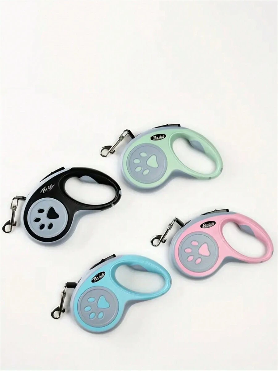 自動縮繩狗牽引帶,帶有制動按鈕,適合小型至中型貓狗戶外散步 - 粉色 - 查看 1