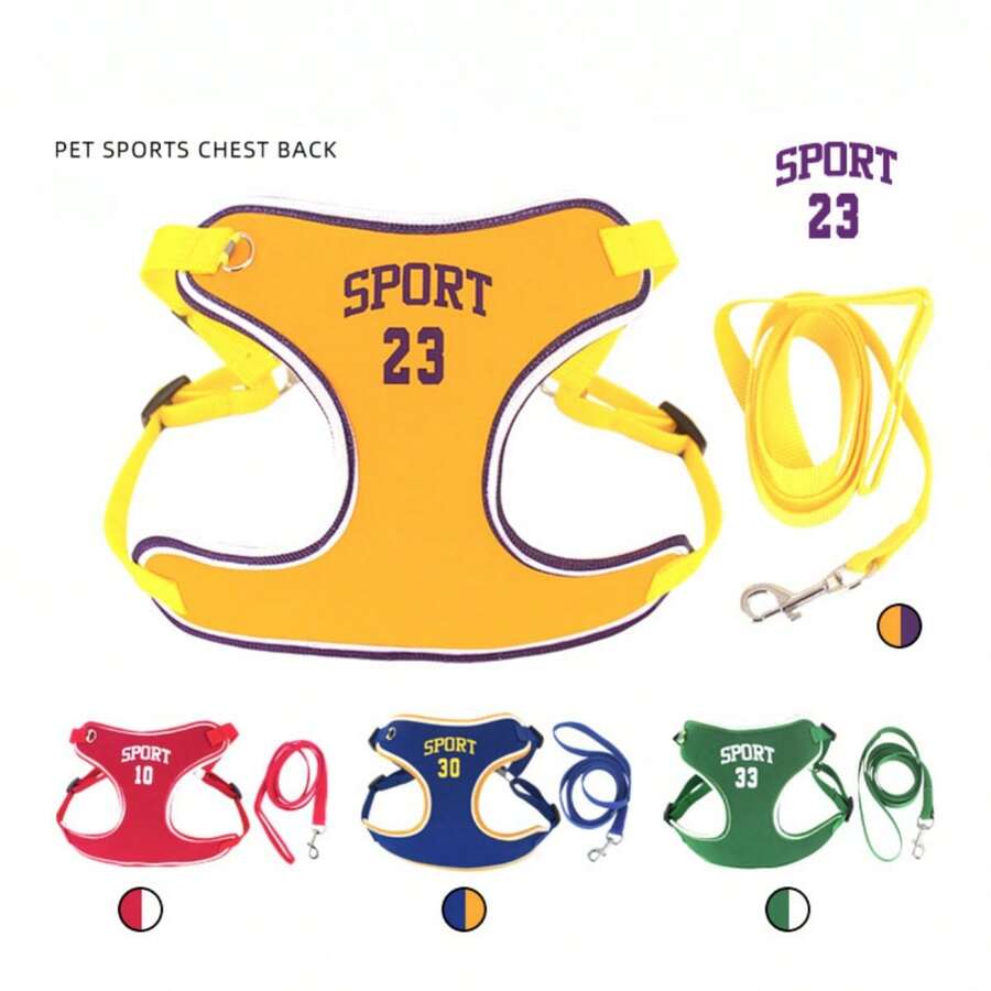 1入組運動風格狗繩，可伸縮狗胸背部透氣反光牽引寵物胸帶