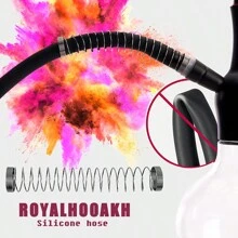 6 英尺可洗硅胶水烟软管，11.3 英寸铝制烟嘴 + 55.12 英寸硅胶管，优质水烟配件（黑色） - 均碼 - 查看 7