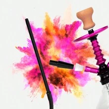 6 英尺可洗硅胶水烟软管，11.3 英寸铝制烟嘴 + 55.12 英寸硅胶管，优质水烟配件（黑色） - 均碼 - 查看 6