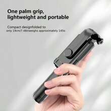 可攜式無線三腳架,適用於迷你自拍棒、360度旋轉攝影工具,用於視誌、直播、手持旅行攝影、手機拍攝,帶藍牙的自拍棒三腳架填光自拍棒迷你便攜手持攝影工具 - 黑色 - 查看 4