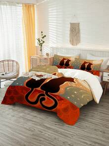 3入組貓咪被套套裝,兒童貓咪床上用品套裝,貓咪被單套裝,1件被罩和2個枕套(不包括內芯) - 彩色 - 查看 6