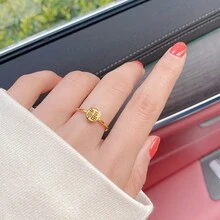 Chinese Năm mới 1 Miếng Thanh lịch Sang trọng Phước lành Vàng Nhẫn Đối với phụ nữ Thép không gỉ Đồ trang sức Quà sinh nhật Để Trang Trí Hàng Ngày - nhẫn - Xem 2