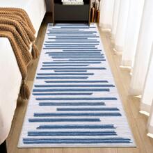 Washable Living Room Area Rug Indoor Modern Abstract Rugs Soft Non Slip Large Rugs For Bedroom Dining Room Low Pile Geometric Throw Carpet Rug Foldable Thin Rug With Stripped Lines Pattern Non Shedding Home Decor Mat For Laundry Bathroom Contemporary Kitchen Rugs - Blue - View 7