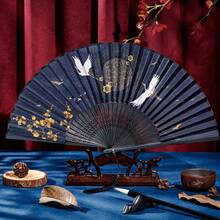 1pc Chinese-Style Retro Fan With Tassel For Women, Japanese-Style Small Foldable Classic Costume Dance Fan Made Of Summer Fabric Vintage - Multicolor - View 3