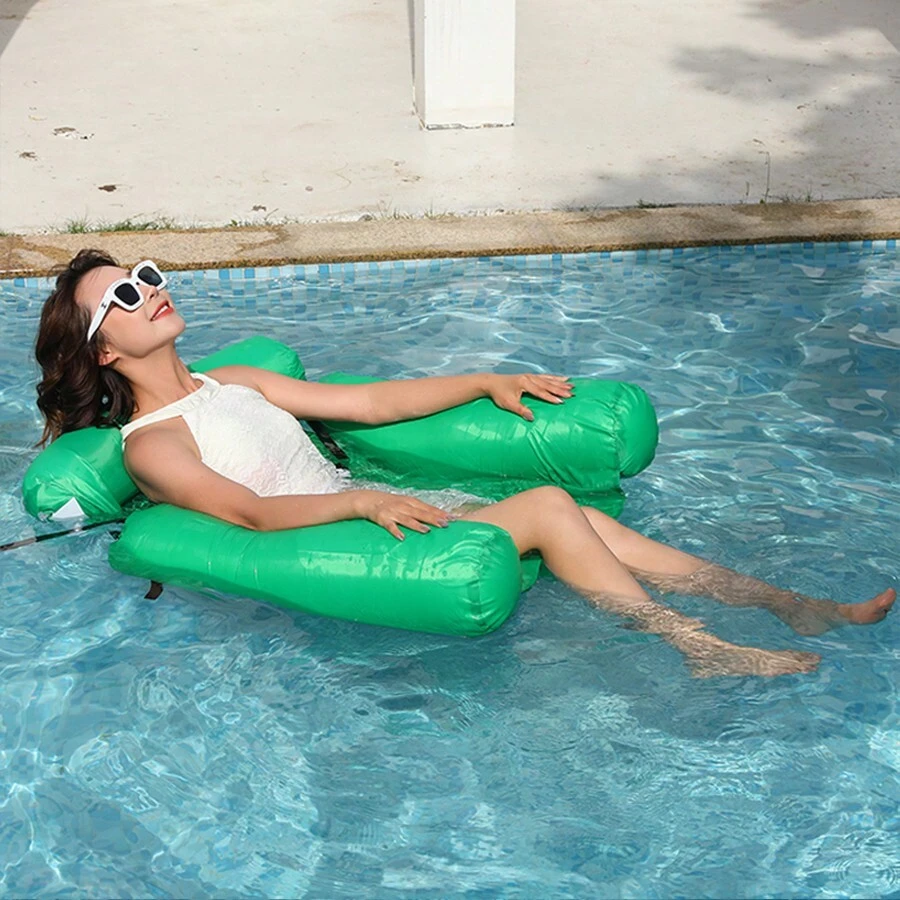 New Inflatable Single Person Water Swimming Ring Pvc Backrest Lounger ...