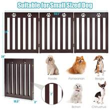 24 Inch Folding Wooden Freestanding Dog Gate With 360° Flexible Hinge For Pet - Nâu sẫm - Xem 4