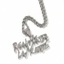 1 Stück neue Mode Strass Inset Reavttasta/Lamuerte Doppelbuchstabenhängender Hip Hop Street Rap Halskette für Männer und Frauen Party Schmuck Geschenke - Silber - Übersicht 1