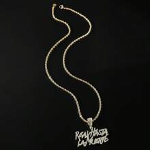 1 Stück neue Mode Strass Inset Reavttasta/Lamuerte Doppelbuchstabenhängender Hip Hop Street Rap Halskette für Männer und Frauen Party Schmuck Geschenke - Silber - Übersicht 5