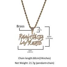 1 Stück neue Mode Strass Inset Reavttasta/Lamuerte Doppelbuchstabenhängender Hip Hop Street Rap Halskette für Männer und Frauen Party Schmuck Geschenke - Silber - Übersicht 3