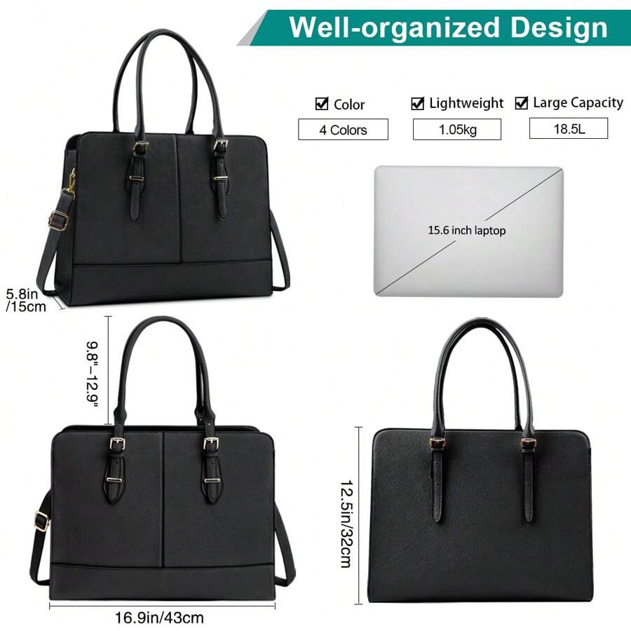 Women Leather Laptop Bag Tote Bag 15.6 Inch Laptop Computer Bag