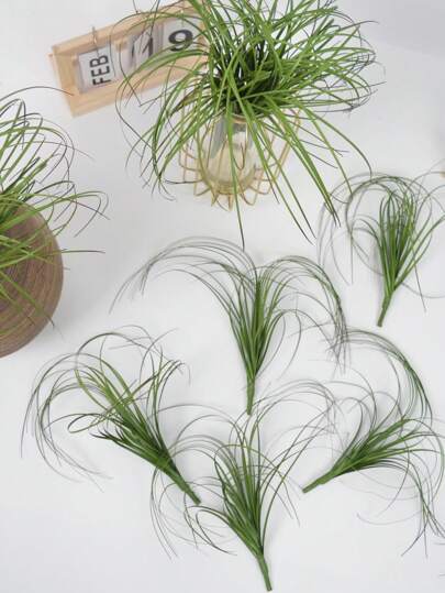 5PCS Artificial Onion Grass Fake UV Resistant Outdoor Shrub Plants, Flowers, Green Stems, Artificial Wheat Grass Gardens, Offices, Home Windows, Porch Decorations, Indoor And Outdoor Artificial Plants, Valentine Day, Gift Gifts Birthday Graduation