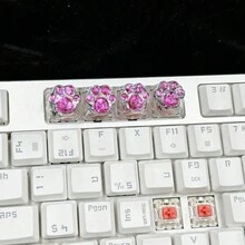 4pcs/Set Multicolor Translucent Abs Resin & Shell-Shaped Keycaps With Cat Paw Print Design, For Mechanical Keyboards Assembly - Multicolor - View 10