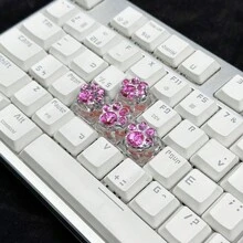 4pcs/Set Multicolor Translucent Abs Resin & Shell-Shaped Keycaps With Cat Paw Print Design, For Mechanical Keyboards Assembly - Multicolor - View 5