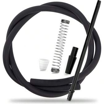 Manguera de shisha de silicona lavable de 6 pies, boquilla de aluminio de 11.3", tubo de silicona de 55.12", accesorios premium de shisha (Negro)