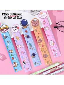 1pc/5pcs/10pcs Cute Cartoon Bookmark Ruler, Soft And Bendable, Perfect Tool For Students, Artists And Kids As Gift For Festival! Back To School - Multicolor Random - View 3