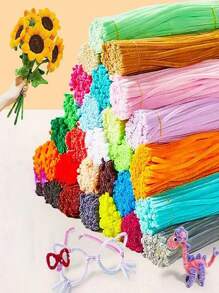 200pcs/100pcs Random Color Twist Ties, Diy Handmade Material For Hair Accessories - Multicolor - View 1