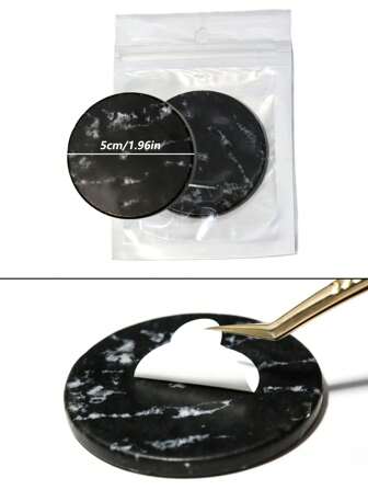 1 pieza Paleta negra de pegamento de piedra de jade para extensión de pestañas, soporte  redondo adhesivo para injerto de pestañas