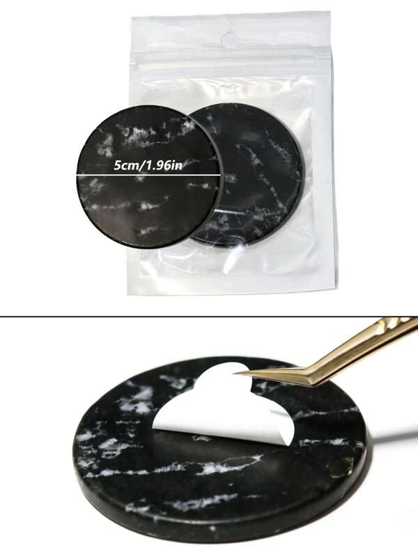 1 pièce Palette de colle en pierre de jade pour extension de cils, support adhésif rond noir pour la greffe de cils