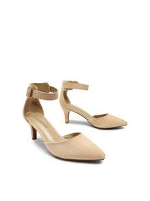 Women's Low Heel Ankle Strap Elegant Dress Pump Shoes - 米色 - 查看 6
