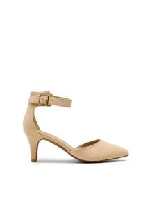 Women's Low Heel Ankle Strap Elegant Dress Pump Shoes - 米色 - 查看 5