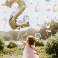 4个透明泡泡花环美人鱼派对装饰，彩色扁平镂空挂饰，适用于生日、洗礼、婚礼、海洋主题墙贴、婴儿派对、水下节日、儿童拍照道具、家居装饰、房间装饰、墙面装饰礼品、毕业典礼 - 彩色 - 查看 6