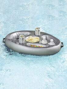 1Pc Sliver Summer Party Bucket Cup Holder Inflatable Pool Float Beer Drinking Cooler Table Bar Tray Beach Swimming Ring Beer Bottle Holder Vacation