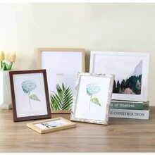 Khung ảnh gỗ đơn giản để bàn 5", 6", 7", 8", 10", Khung ảnh treo tường A4 (Tác phẩm nghệ thuật được phân phối ngẫu nhiên) - Nhiều màu - Xem 5