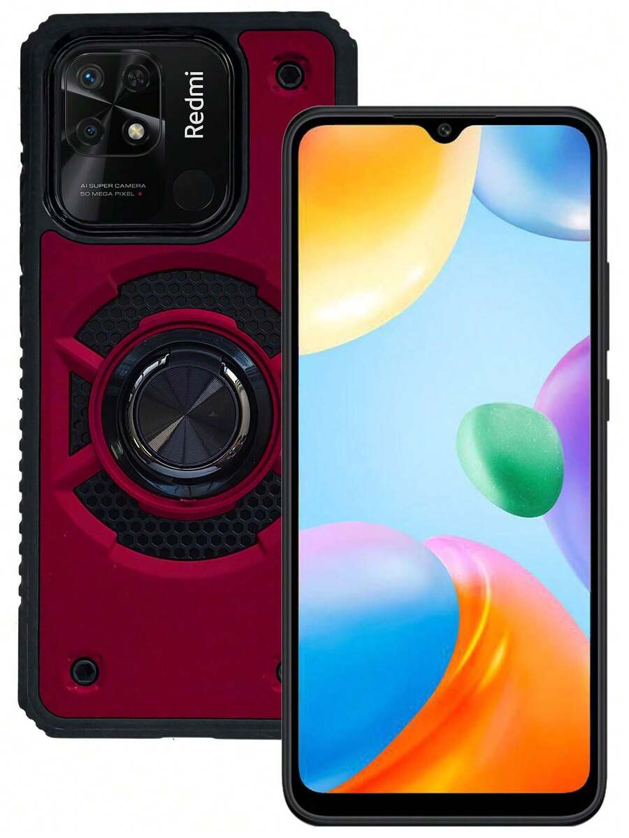 Heavy Duty Case With Clip Or Ring For Xiaomi Redmi 10C - 紅色 - 查看 1