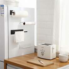 1 件橱柜悬挂式纸巾架，无需钻孔壁挂式厨房卷纸架，家用卫生纸盒 - 黑色 - 查看 6