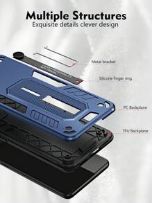 Ốp Bảo Vệ Giáp Đa Năng Có Chân Đế + Giá Đỡ Vòng Silicon + Thủ Công + Bộ Ốp Điện Thoại Tương Thích Với Apple Iphone 11/12/13/14/15 Pro Max, Samsung S22/23/24, Galaxy A04/A05/A14/A15/ A24/A25/A34/A54s, Oppo, Vivo, Xiaomi Redmi Note 11/12 Pro - Màu xanh lam - Xem 5