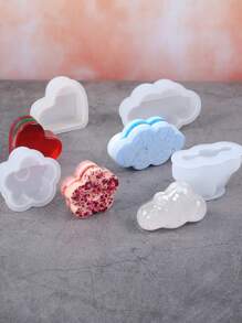 1 件树脂名片夹硅胶模具，半圆形、花朵、云朵、彩虹、六边形和心形，用于 DIY 装饰品制作 - 白色 - 查看 7