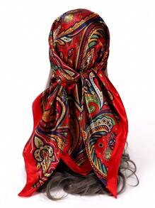 1 szt. Kwadratowy szalik z nadrukiem paisley o długości 90 cm, może być używany jako opaska na głowę, bandana lub szal Elegancka bandana, opaska na włosy, opaska na głowę Idealna do urozmaicenia swojego wyglądu