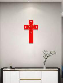 1 Pieza, Reloj Creativo Con Forma De Cruz, Colgante De Decoración De Pared De Signo De Cruz, Reloj Silencioso Sin Ruido De Tic-tac. Apto Para Decoración De Hogar, Decoración De Pared, Decoración De Habitaciones, Accesorios De Hogar, Decoración De Habitaciones De Halloween - 18 cm/7 pulgadas * 30 cm/12 pulgadas - Ver 5