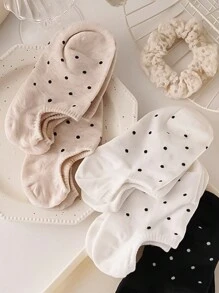 4 Colors/Set Fresh & Minimalist Casual Fashion Polka Dot No-Show Socks For Women, Spring/Summer - Multicolor - View 3
