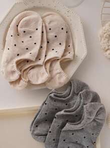 4 Colors/Set Fresh & Minimalist Casual Fashion Polka Dot No-Show Socks For Women, Spring/Summer - Multicolor - View 4