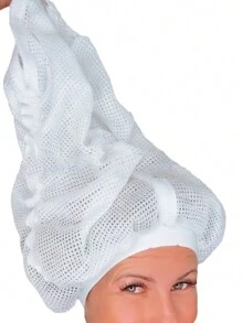 1pc White Hair Drying Cap & Turban Headband & Adjustable Hair Drying Bonnet Cap & Women Hair Sleeping Cap, For Long/Short Hair - White - View 6