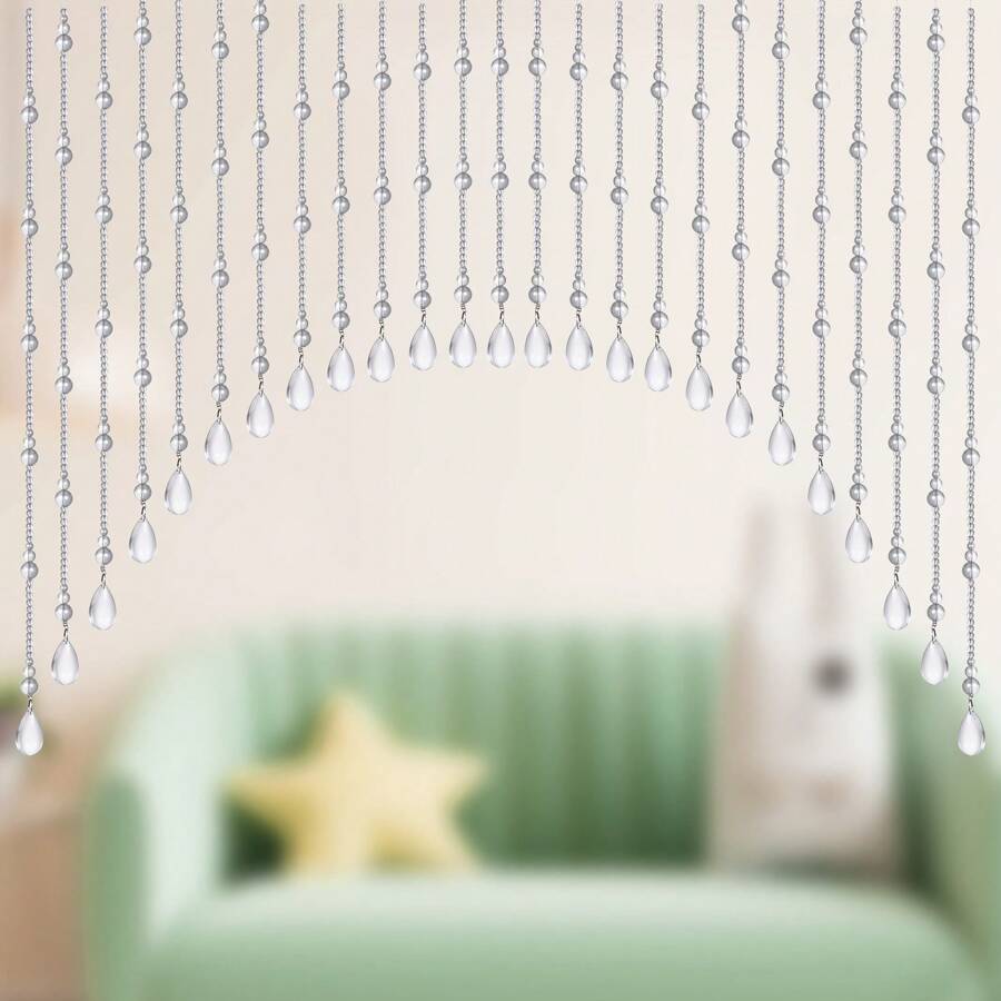 Arch Crystal Glass Beaded Door Curtain 25/40 Strings Room Divider Decoration For Living Room Bedroom - Clear - View 1