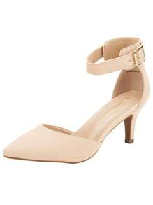 Women's Low Heel Ankle Strap Elegant Dress Pump Shoes - 杏色 - 查看 2