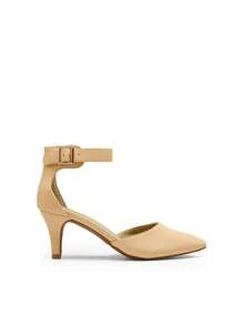 Women's Low Heel Ankle Strap Elegant Dress Pump Shoes - 杏色 - 查看 5