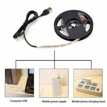 1 pieza Tira de luz LED blanca USB, con 60 LED/metro, no impermeable, tira de luz LED flexible, adecuada para retroiluminación de TV, computadora y cocina