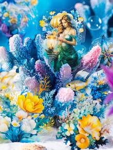 1 Pack Ocean's Series Sticker Set, Blue Sea-Themed Character Planner Stickers, Unique Material Decals - Green Hair Mermaid - View 5