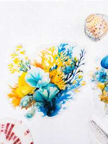 1 Pack Ocean's Series Sticker Set, Blue Sea-Themed Character Planner Stickers, Unique Material Decals - Green Hair Mermaid - View 7