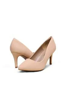 Women High Stiletto Heels Closed Pointed Toe Dress Pumps Shoes For  Wedding Work Office Business, 3 Inches SIZE UP - 杏色/牛巴革 - 查看 7