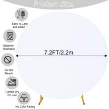 Round Wedding Arch Cover For Circle Arch Stand, Thick Polyester Fabric Adjustable Circle Arch Backdrop Cover For Wedding Birthday Party Shower Photography Decoration Valentine's Day (Not Inclue Circle Stand) - 白色的 - 查看 5