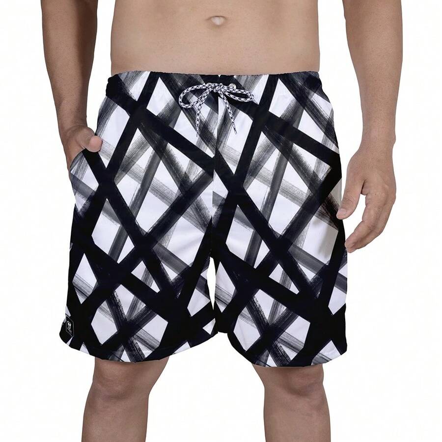 Men Beach Shorts - 黑色 - 查看 1