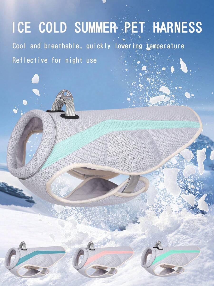 1件狗狗冷卻背心背帶,透氣網眼狗狗涼衣,可調節的夏季狗狗背心,反光安全保護冰衣