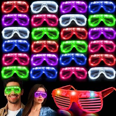 (1/5/10/20/30/220 piezas) Gafas luminosas LED aleatorias, Gafas de moda LED, Suministros para fiestas con luces, Gafas con luces intermitentes, Regalos de fiesta de Halloween, Regalos de fiesta de cumpleaños #Estilo Navideño #Regalo de Navidad #Fiesta de Navidad